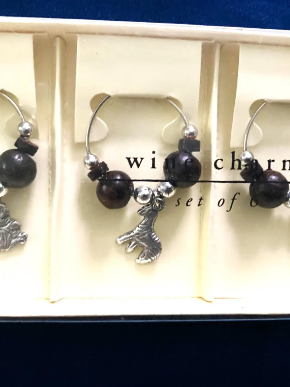 Pier 1 One Imports Wine Bottle Animal Charms With Bead 6pc NEW Jungle Animals